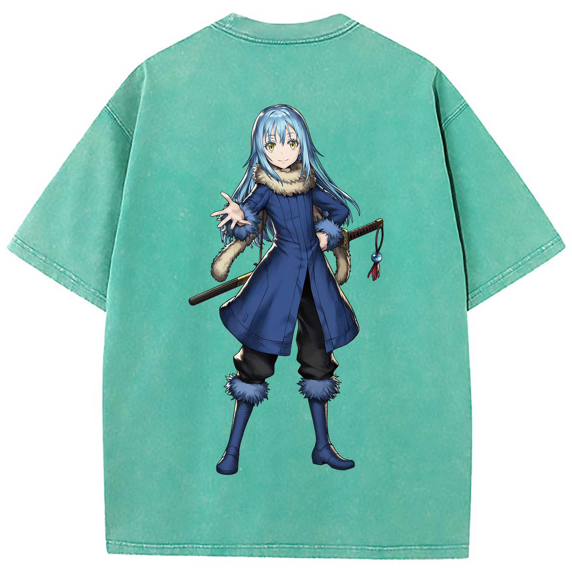 （画像用） 転スラ Regarding Reincarnated to Slime 綿100% ヴィンテージ風 半袖Tシャツ（背面プリント）
